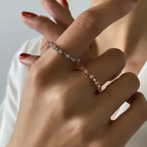 Wholesale Sweet Open Copper Inlaid Zircon Simple Five-pointed Star Ring