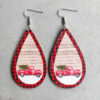 Wholesale Christmas Snowman Red and Black Plaid Lantern Wood Earrings