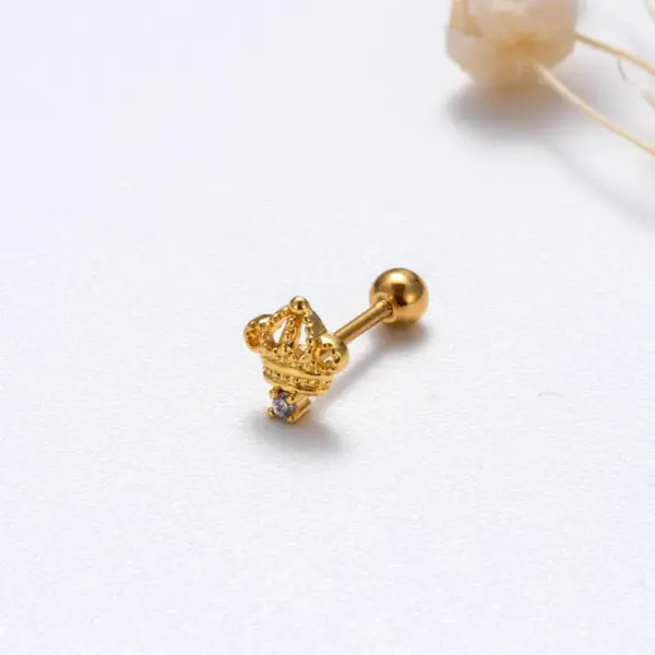 1 Piece Ear Cartilage Rings & Studs Simple Style Korean Style Star Cherry Crown 316L Stainless Steel Copper Waterproof Non Tarnish Surgical Steel