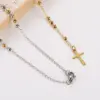 Wholesale PVD Coated 18K Real Gold Plated Portrait Cross 304 Stainless Steel 304 Stainless Steel Y-Necklace Pendant Necklace Rosary