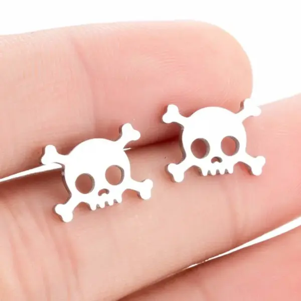 Wholesale PVD Coated Real Gold Plated Skull Stainless Steel Simple Style Waterproof Non Tarnish Ear Studs