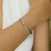 304 Stainless Steel Solid Color PVD Coated Real Gold Plated 18K Gold Simple Style Waterproof Non Tarnish Gold Sier Bangle