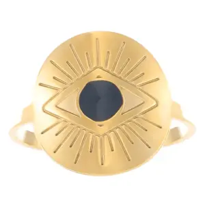 12 18K Real Gold Flat Black Beads Z-074