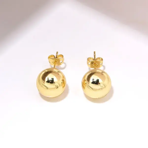 1 Pair Simple Style Round Plating Copper Gold Plated Ear Studs
