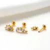 1 Piece Ear Cartilage Rings & Studs IG Style Vintage Style Leaves Heart Shape Bee Pure Titanium Plating Inlay Zircon