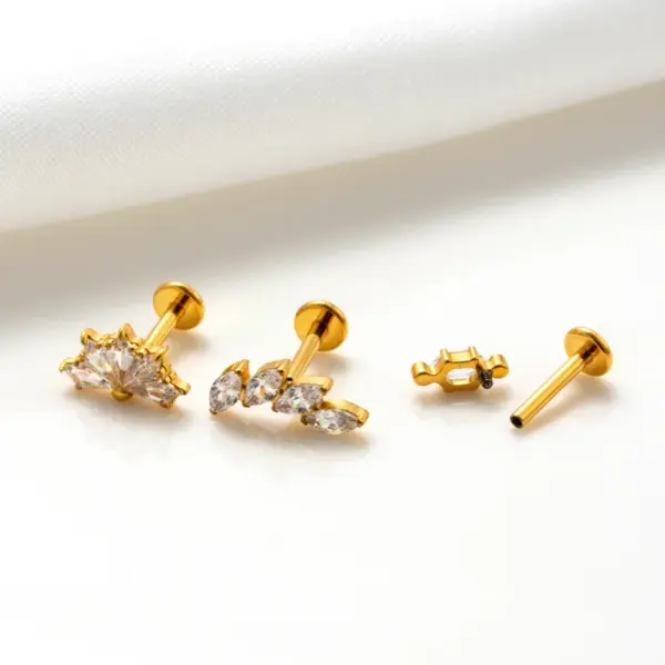 1 Piece Ear Cartilage Rings & Studs IG Style Vintage Style Leaves Heart Shape Bee Pure Titanium Plating Inlay Zircon