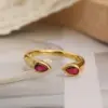 Wholesale Simple Style Water Droplets Copper 18k Gold Plated Zircon Open Rings In Bulk