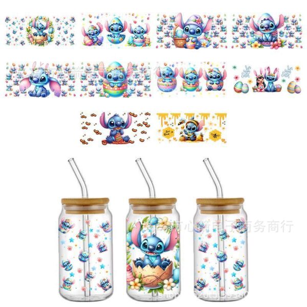 Wholesale New Stitch Uv Dtf Transfer Crystal Transparent Sticker Waterproof and Scratch-Resistant Cartoon Stitch Wholesale Cross-Border