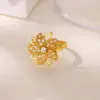 Wholesale Unique Design Rotatable Small Sunflower Ring 18K Gold Plated Stress Relief Style Birthday Festival Gift Elegant Classical Romantic Modern Sweet