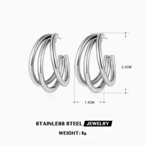 Steel Color C- Shaped Earrings