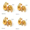 Wholesale PVD Coated 18K Gold Real Gold Plated Water Droplets 304 Stainless Steel Retro Waterproof Non Tarnish Ear Studs