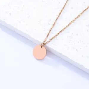 25mm round Brand 2mm Flat Cross Chain / Rose Gold