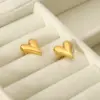 Wholesale PVD Coated Real Gold Plated 18K Gold Heart Shape 304 Stainless Steel Novelty Commute Waterproof Non Tarnish Ear Studs