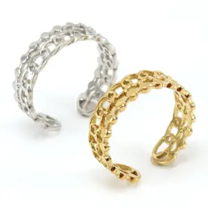 Wholesale Simple Style Geometric Titanium Steel Stripe Plating Open Ring