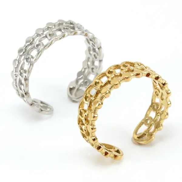 Wholesale Simple Style Geometric Titanium Steel Stripe Plating Open Ring
