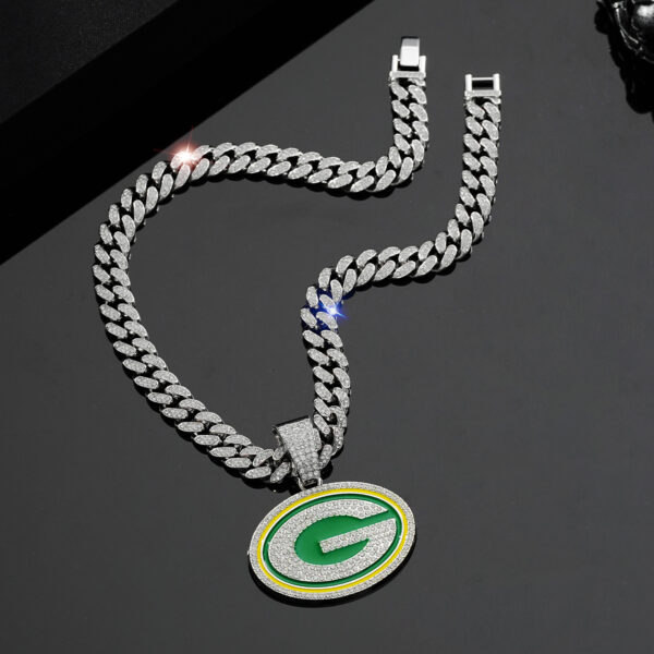 Wholesale European and American jewelry fashion personality drip oil packer football team necklace pendant boys hip hop full diamond Cuban chain
