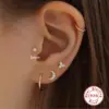 Wholesale 1 Piece 925 Sterling Silver Zircon Geometric Ear Studs