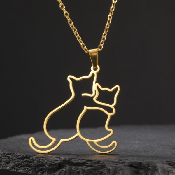 Wholesale Personality Cute Trendy Fashion Kitten Pendant Necklace 304 Stainless Steel Cartoon Cute Necklace