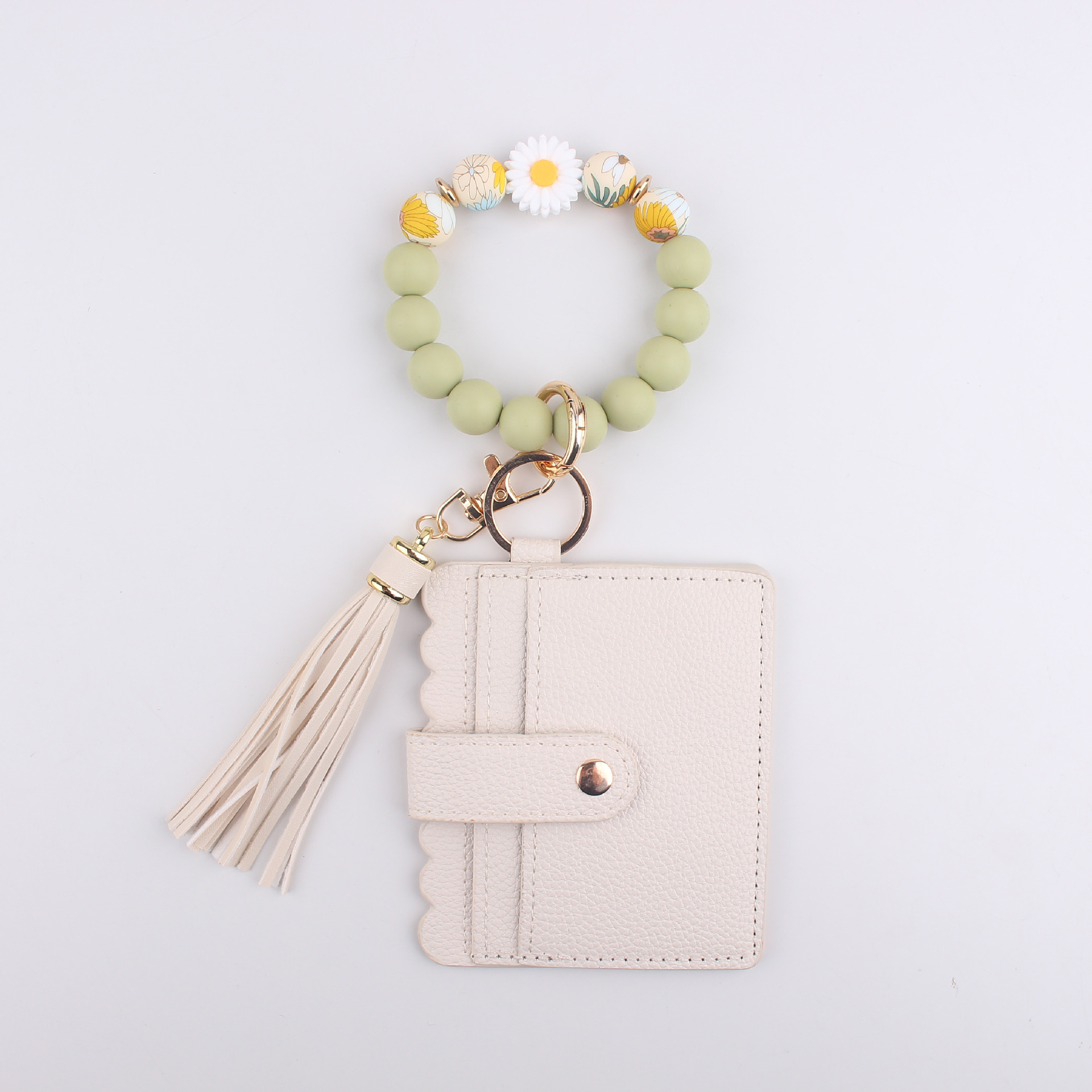 Wholesale Cross-border Amazon Beads Bracelet Multi-layer Card Bag Zipper Coin Purse Silicone Beads Bracelet Keychain