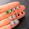 Wholesale Copper Inlay Square Zircon Bracelets Earrings Necklace
