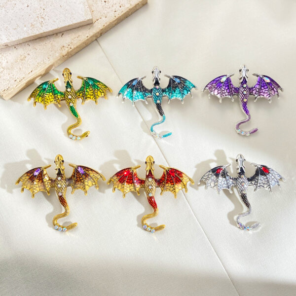 Wholesale Magic Dragon Niche Enamel Color Diamond Brooch Exquisite Fashion All-match Suit Pin Light Luxury Accessories