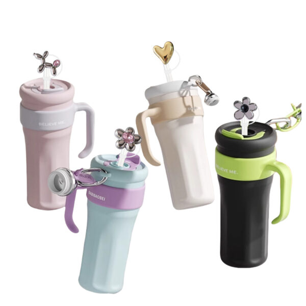 Wholesale Electroplated Metal Straw Cap Pink Diamond Series Dust Plug 10mm Diameter Creative Water Cup Straw Decorative Buckle Silicone Cap