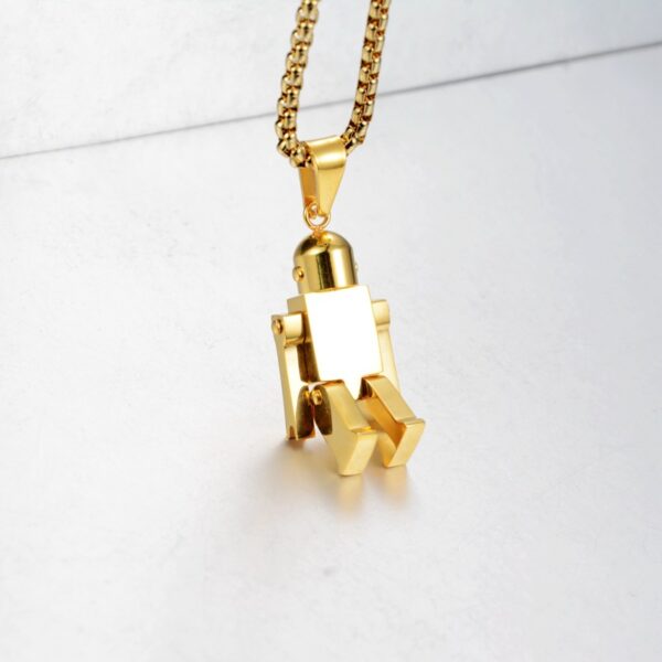Wholesale Hip Hop Robot Gold Titanium Necklace