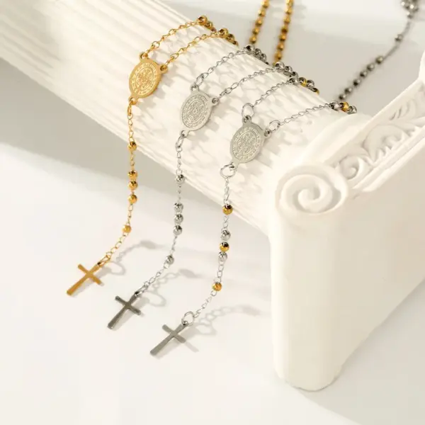 Wholesale Jewelry Simple Style Cross Titanium Steel Plating Necklace
