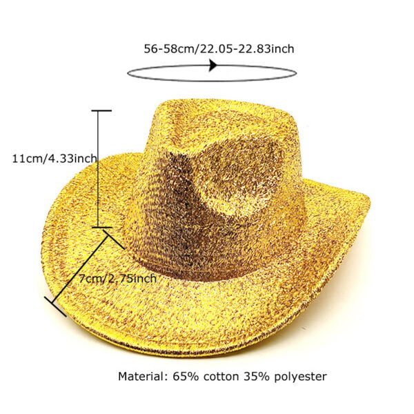 Wholesale Lace New Gold Silk Western Cowboy Hat Women's Stage Woolen Hat Foreign Trade Hat Men's and Women's Party Cross-Border Holiday Hat
