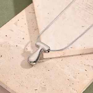 T Necklace (Steel Color) / Length: 450mm / 1 Strand/Package