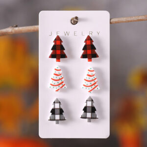 Wholesale Christmas Lattice Cake Christmas Tree Acrylic Earring Set