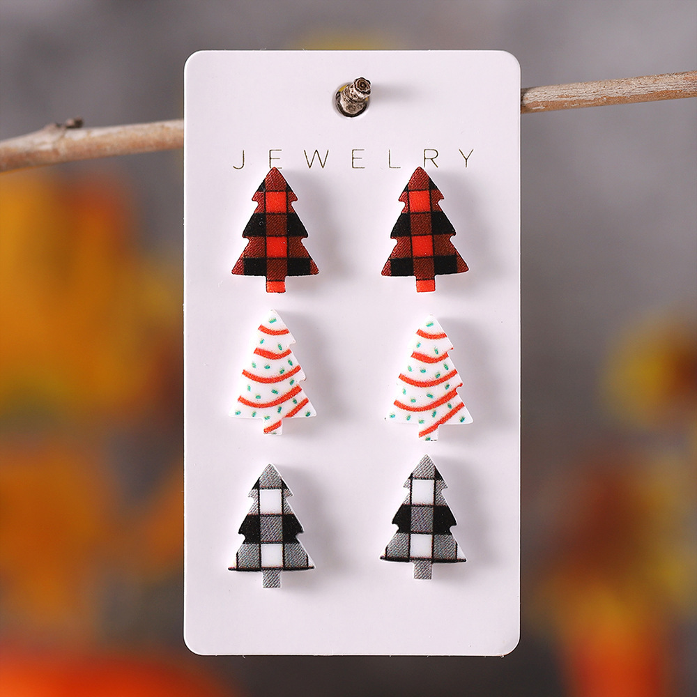 Wholesale Christmas Lattice Cake Christmas Tree Acrylic Earring Set