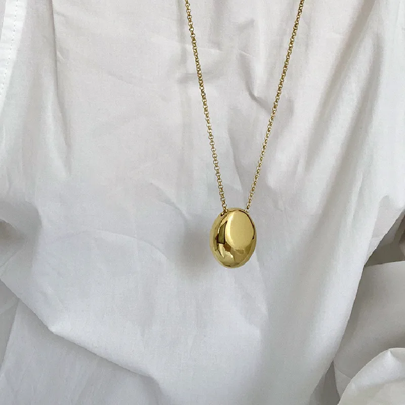 Wholesale Simple Style Classic Style Water Droplets Titanium Steel Plating Pendant Necklace