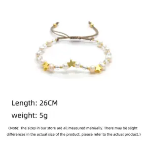 Wholesale Fashion Pentagram Heart Shape Flower Pearl Copper Beaded Plating Bracelets 1 Piece