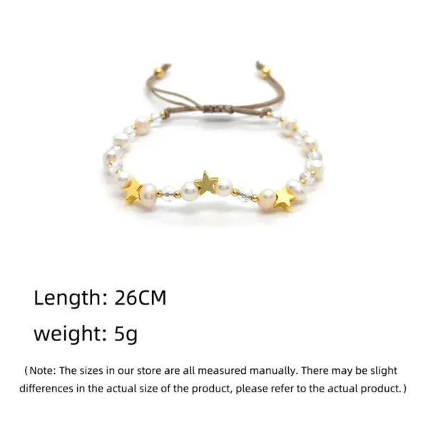 Wholesale Fashion Pentagram Heart Shape Flower Pearl Copper Beaded Plating Bracelets 1 Piece