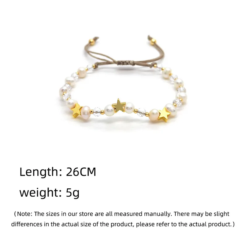 Wholesale Fashion Pentagram Heart Shape Flower Pearl Copper Beaded Plating Bracelets 1 Piece