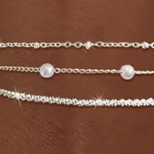 Silver Small Rice Beads Broken Silver Pearl Anklet Three-Piece Set