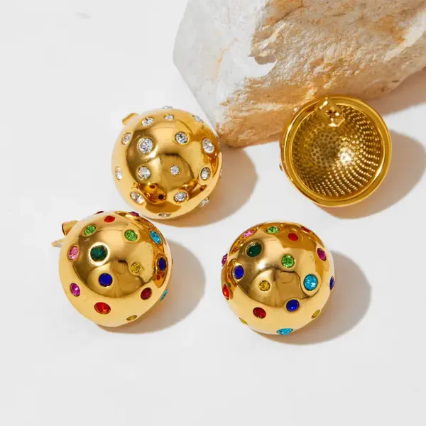Wholesale PVD Coated Real Gold Plated 16K Gold White Gold Plated Gold Plating Geometric 304 Stainless Steel Simple Style Classic Style Waterproof Non Tarnish Ear Studs