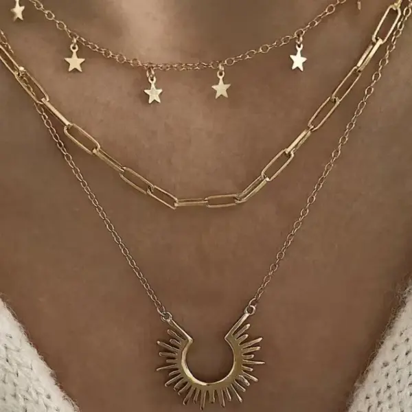 oly-78f2aa8fbf399ecc0edd366adada419b Wholesale PVD Coated 18K Gold Real Gold Plated Geometric 304 Stainless Steel Simple Style Waterproof Non Tarnish 304 Stainless Steel Necklace
