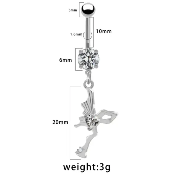 Wholesale 1 Piece 316L Stainless Steel Alloy Resin Rhinestones Glass Belly Rings Star Moon Heart Shape Waterproof Non Tarnish Surgical Steel White Gold Plated Women's