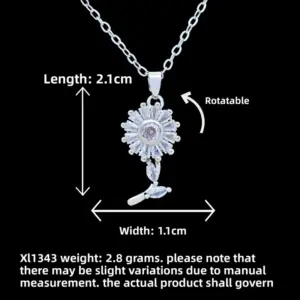 XL1343 Rotating Small Flower Necklace / Silver