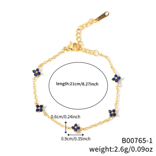 Wholesale Small Flower Zircon Tassel Exquisite Copper Bracelet Unisex Daily Accessories Birthday Gift