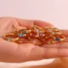 Wholesale 304 Stainless Steel Rectangle PVD Coated Birthstone Zircon 18K Gold Plated Real Gold Plated Fashion Waterproof Non Tarnish Plating Rings