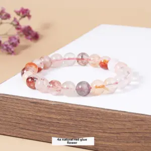 4a Red Rubber Flower Bracelet / Diameter 10.1-10.8mm (about 17-19 Pieces)