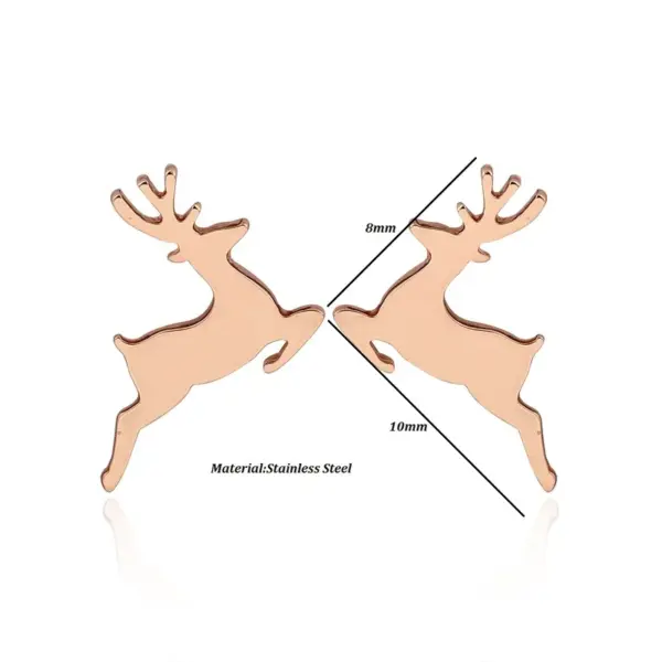 Wholesale PVD Coated Real Gold Plated Deer Titanium Steel Fashion Waterproof Non Tarnish Ear Studs