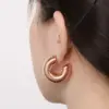 Wholesale 304 Stainless Steel C Shape Solid Color PVD Coated 18K Real Gold Plated Simple Style Waterproof Non Tarnish Plating Ear Studs