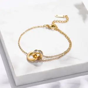S079-Double Ring-Bracelet- Gold