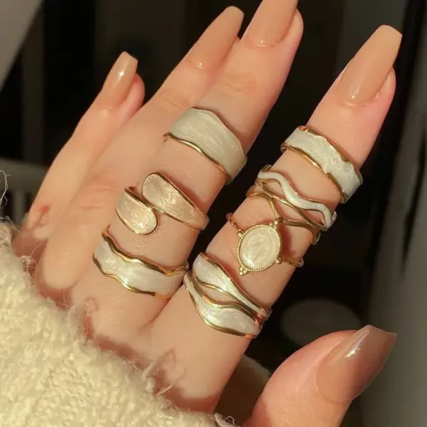 304 Stainless Steel Heart Shape Floral PVD Coated Stone-Free 18K Gold Plated Modern Style Commute Waterproof Non Tarnish Open Rings Rings