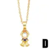 Wholesale Cute Fashion Simple Style Cartoon Character Mermaid Copper Plating Inlay Zircon 18k Gold Plated Necklace