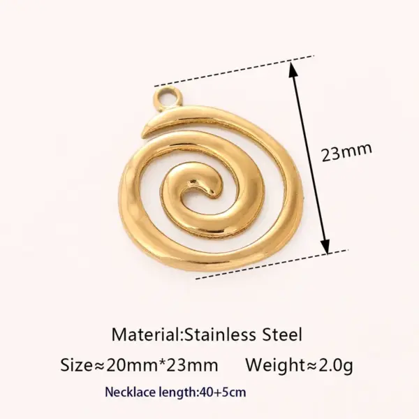 Wholesale PVD Coated 18K Gold Plated Solid Color Spiral 304 Stainless Steel Casual Cute Classic Style Waterproof Non Tarnish Pendant Necklace